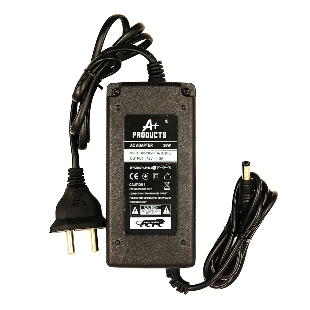 A+ Products Power Adapter 12V-3AMP DC Pin (5.5X2.5MM) With Main Lead view 2